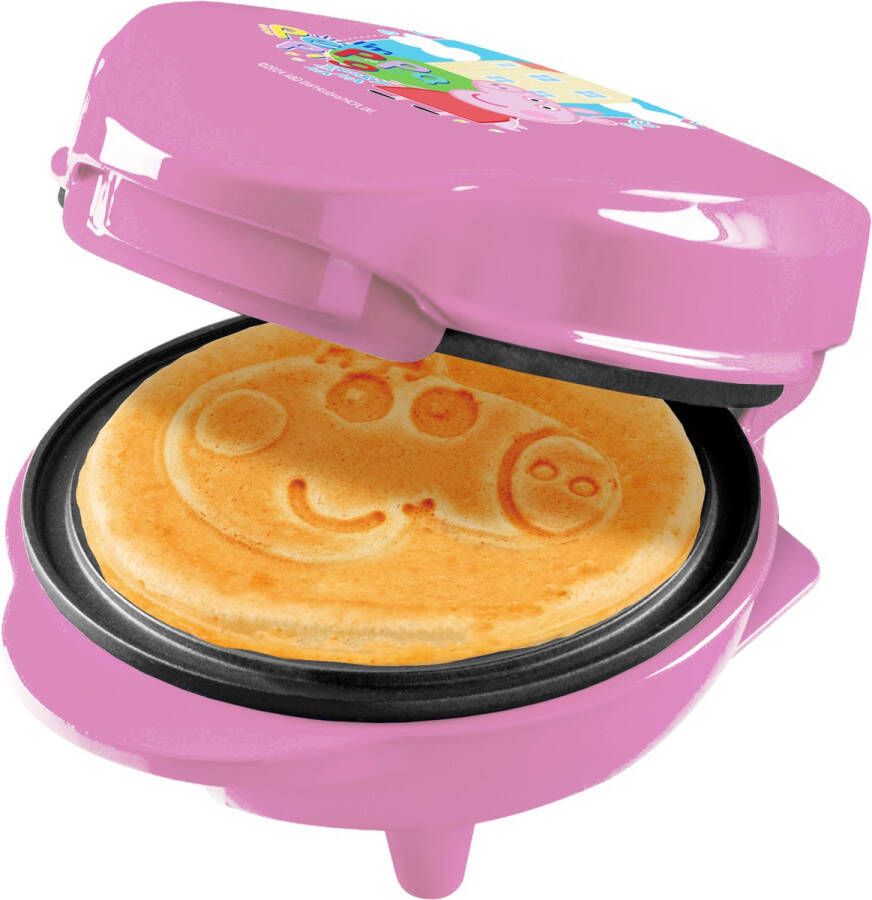 Bestron Peppa Pig Wafelijzer mini-wafelijzer in uniek Peppa design voor kinderfeestjes Pasen & Kerstmis met antiaanbaklaag wafelformaat: Ø 10cm officieel Licentie Roze
