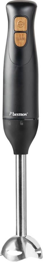 Bestron Staafmixer incl. 2 Snelheden & ergonomisch Handgreep Incl. turbofunctie met meer dan 14.000 rpm afneembare Staaf vatwassergeschickt 600 Watt Zwart Hout