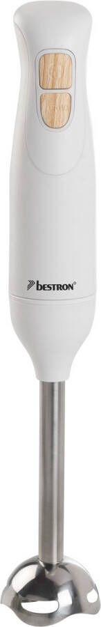 Bestron Staafmixer incl. 2 Snelheden & ergonomisch Handgreep Incl. turbofunctie met meer dan 14.000 rpm afneembare Staaf vatwassergeschickt 600 Watt Wit Imitatiehout