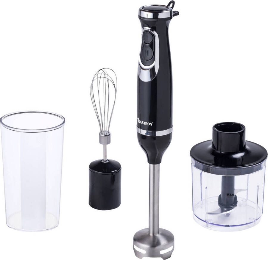 Bestron Staafmixer Set Staafmixer met Hakmolen Garde Maatbeker & Blender 4-1 Set 600 Watt Zwaart zilver - Foto 2