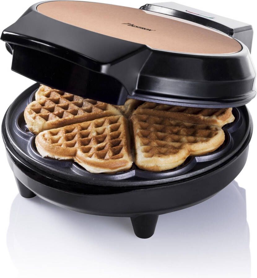 Bestron Wafelijzer voor klassieke hartwafels Wafelmaker met indicatielampje & antiaanbaklaag 700 Watt koper - Foto 3