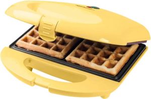 Bestron Wafelijzer voor 2 Brusselse wafels wafelmaker met antianbaklaag & indicatielampje 700W geel
