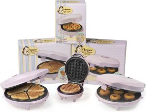 Bestron Wafelijzer voor klassieke hartwafels + mini-wafelijzer vor ronde Wafel's + Donutmaker voor 7 Donuts ideaal voor Kerstmis & Pasen Cadeu Set Roze