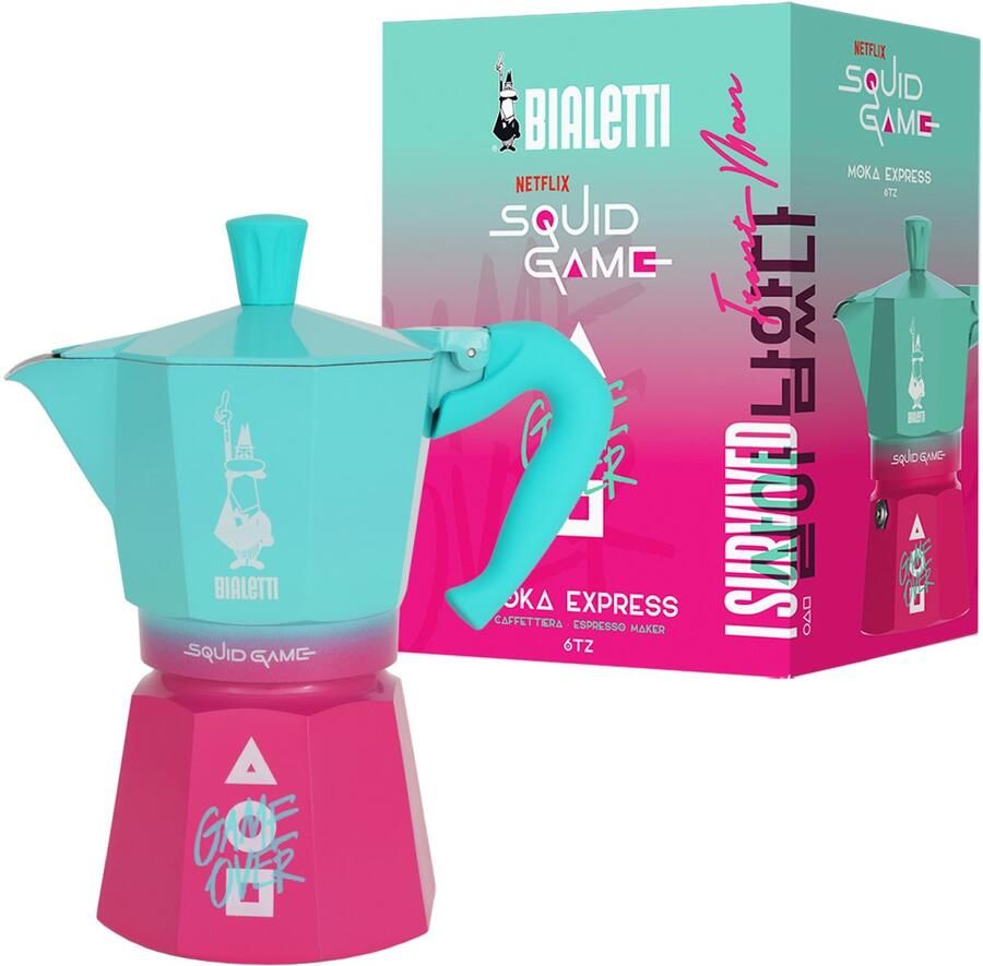 Bialetti Italiaanse Koffiepot Blauw Roze Aluminium Thermoplast 6 Kopjes