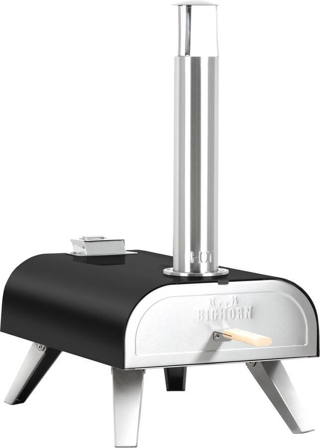 Bighorn Dual-Fuel Pizzaoven Gas & Pellet 4.0kW – 12 Inch met Pizzasteen & Draagtas Zwart