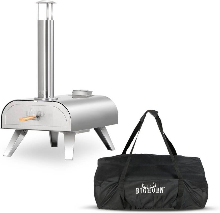 Bighorn Wood Pellet Pizza oven voor buiten Pizza Gourmet Barbecue Edelstaal Tot 460°C met Draagtas