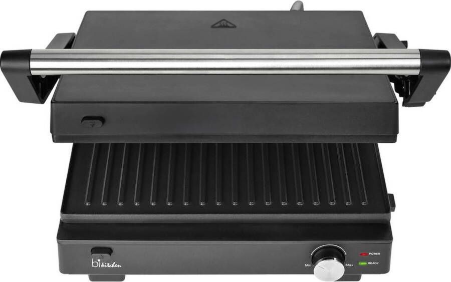 BiKitchen grill 200 Contactgrill Elektrisch Controlelampje Inklapbaar Traploze temperatuurregeling Zwart