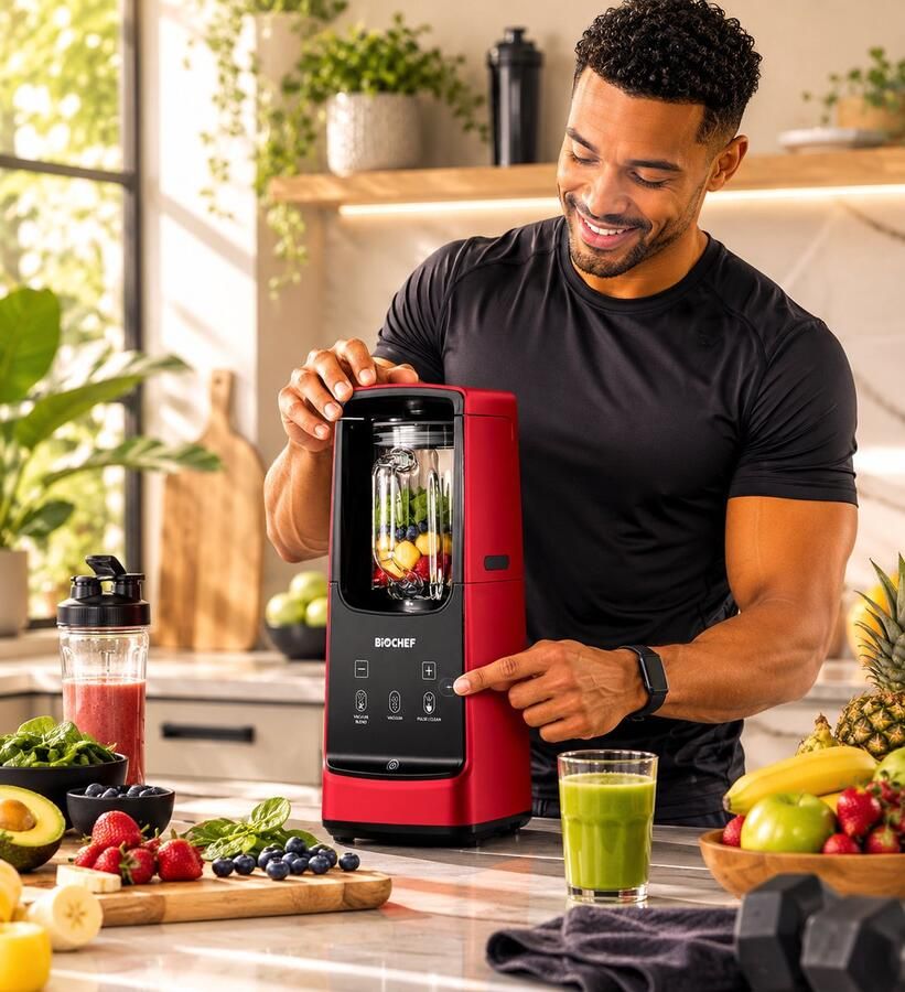 BioChef Blender Smoothie Maker Blender Smoothie Food Processor Smoothie Blender Fruitmixer Smoothiemaker Blender Rood Astro Rood 1000W