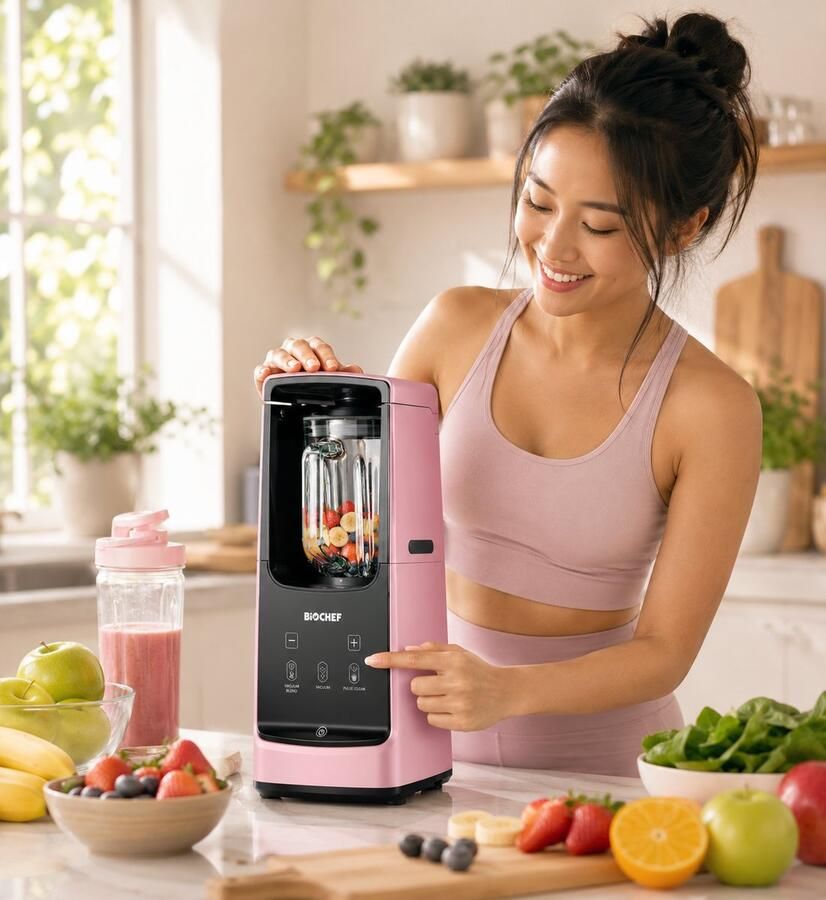 BioChef Blender Smoothie Maker Blender Smoothie Food Processor Smoothie Blender Fruitmixer Smoothiemaker Roze Blender Astro Roze 1000W