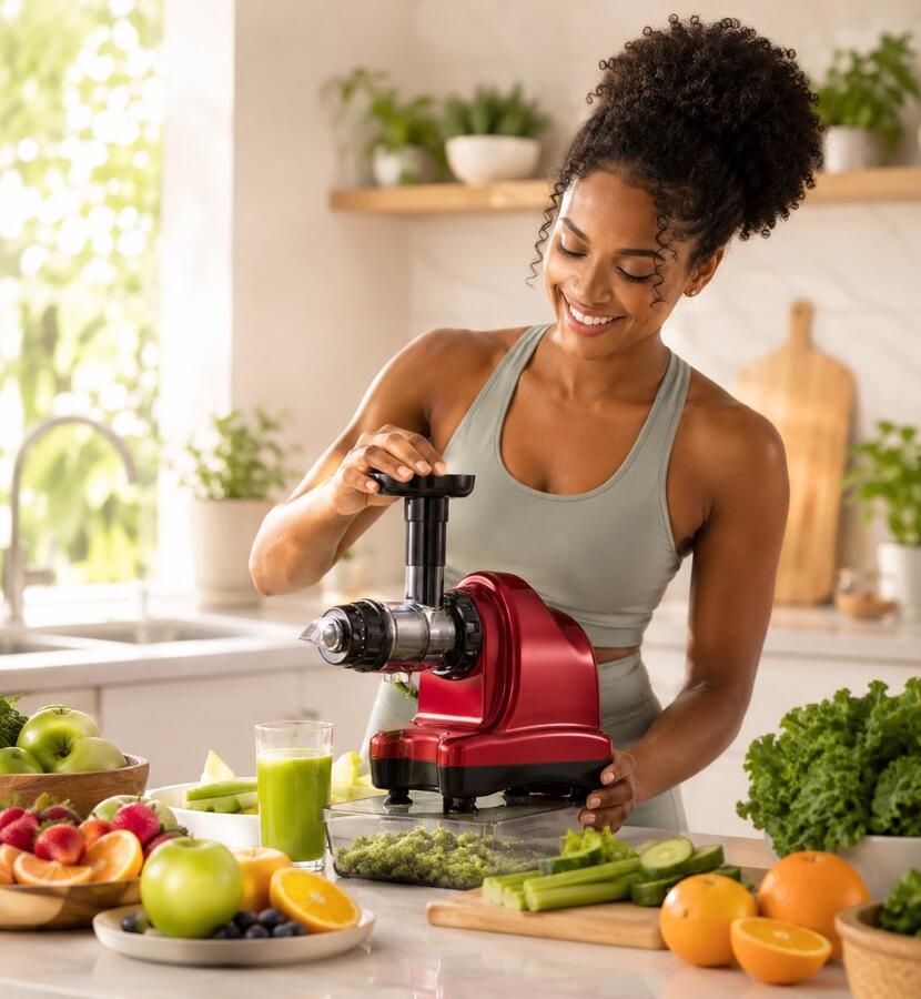 BioChef Cold Press Juicer Cold Juicer Cold Press Juicers Fruitspers Juicer voor Groenten en Fruit Axis Rood 150W