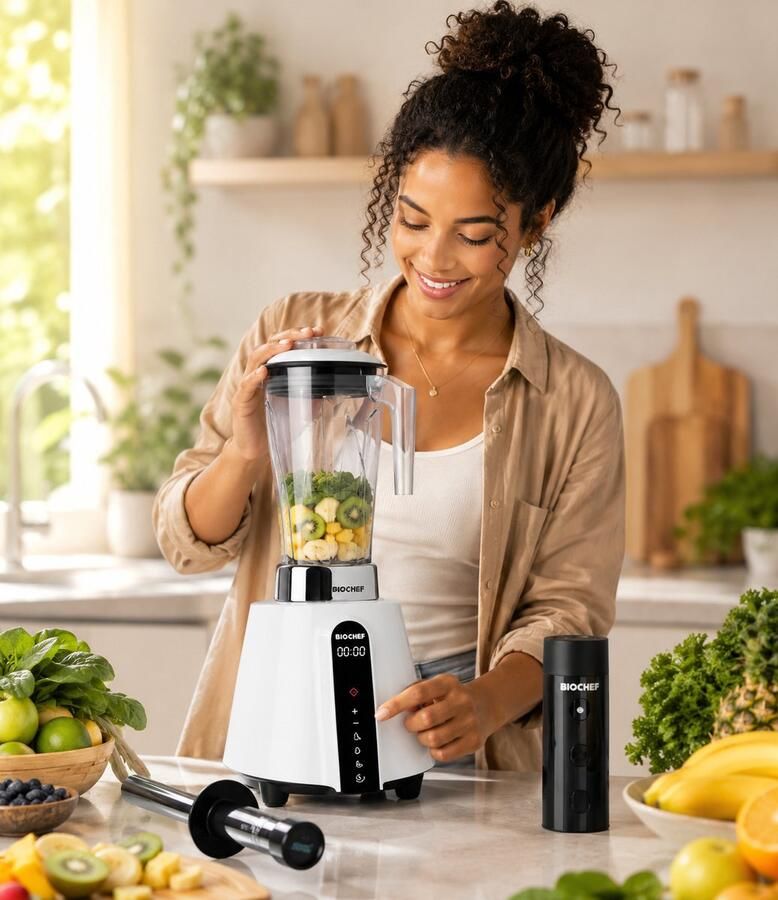 BioChef Living Food Vacuüm Blender Wit Professionele Blender 1680W 2 Liter 32.000 RPM Inclusief Vacuüm Accessoire