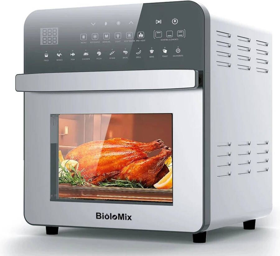 BioloMix Allitems4you Oven Airfryer combi RVS 11 in 1 Touchscreen Hulpmiddelen Inbegrepen Broodrooster