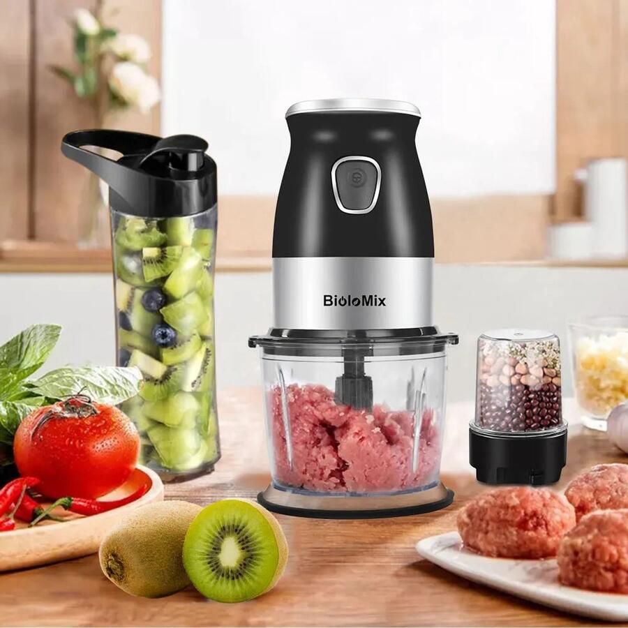 BioloMix 3-In-1 Multifunctionele Keukenmachine Draagbare blender 750W Draagbare Juicer Blender Persoonlijke Smoothie Mixer Voedsel Chopper En Droge Molen Zwart