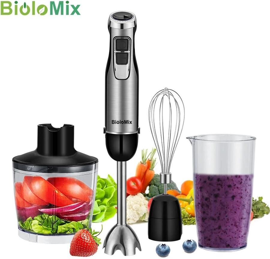 BioloMix ACEP 4 In 1 Krachtige handmixer 1200W Blender smoothie Mixer Staafmixer Handmixer Keukenmachine