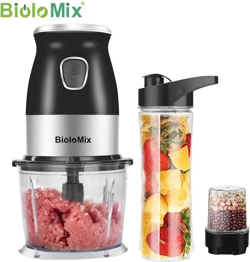 BioloMix Chelsey-store Blender Draagbare Blender 600 ml 750 Watt Chopper kom Vleesmolen Babyvoeding maker Smoothie maker