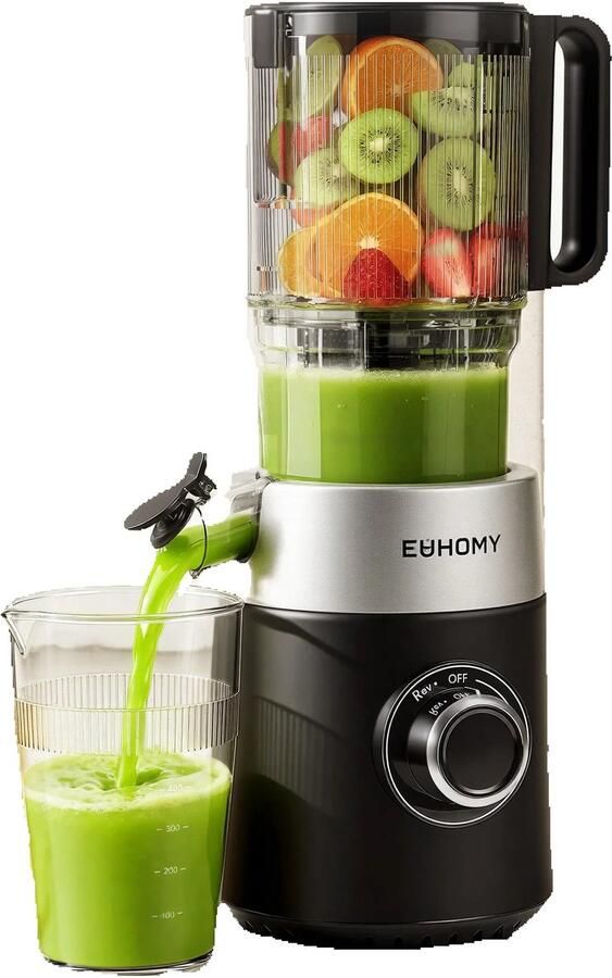 BioloMix Novix koude drukpers Slow juicer Sap centrifuge Fruit en groente pers drievoudig filtersysteem 220 Watt zwart