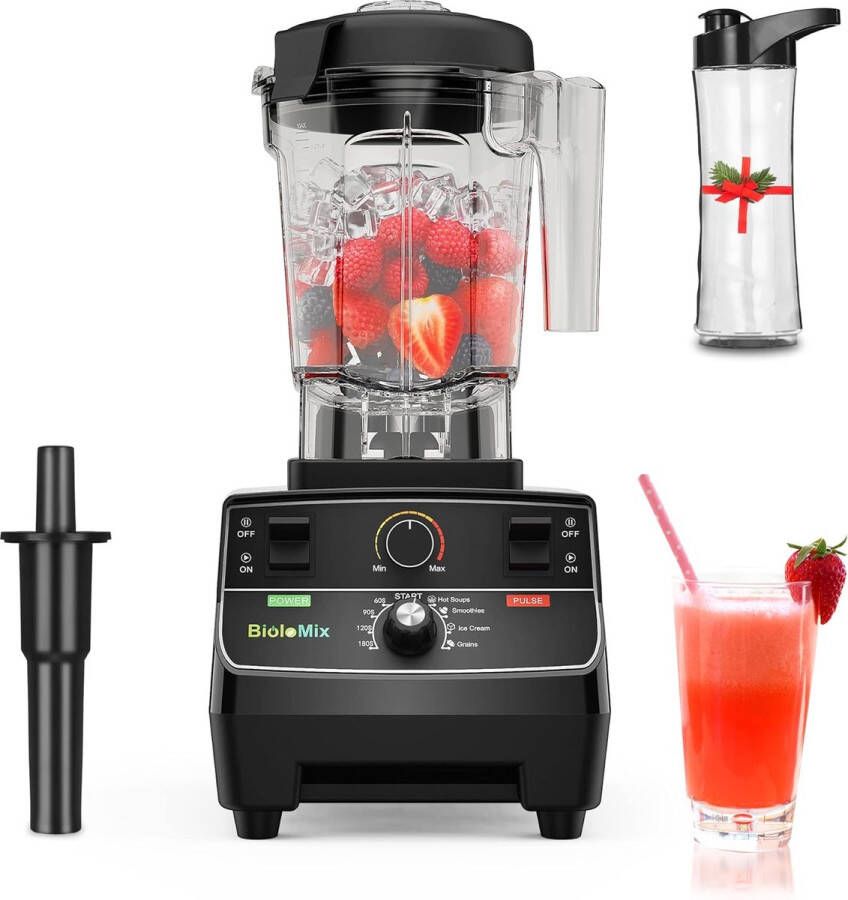 BioloMix Blender 2200W 2L Container & 600 ml Reisbeker Zelfreinigend