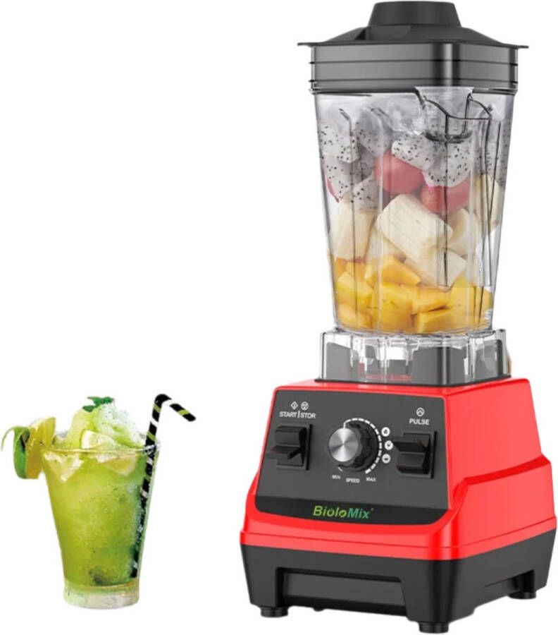 Blender Smoothie Blender voor onderweg Smoothiemaker 1800W- BPA-vrije dubbele pot van 1 8 liter en 0 6 liter- Rood