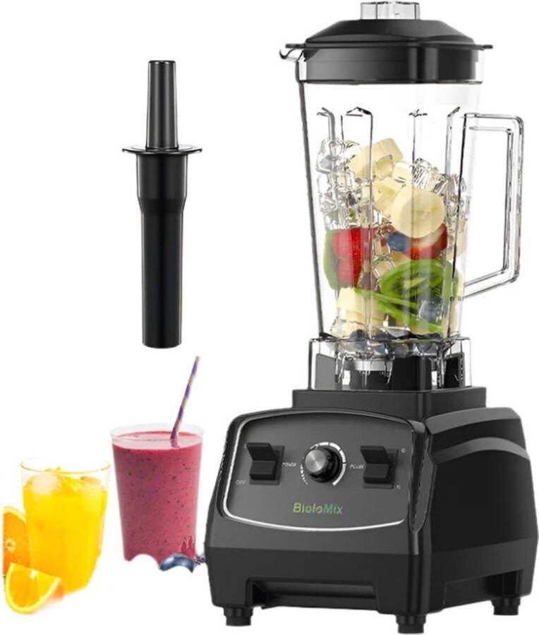 BioloMix Blenders blender smoothie Keukenmachine 2200W Heavy Duty Commercial Grade Blender Zwart
