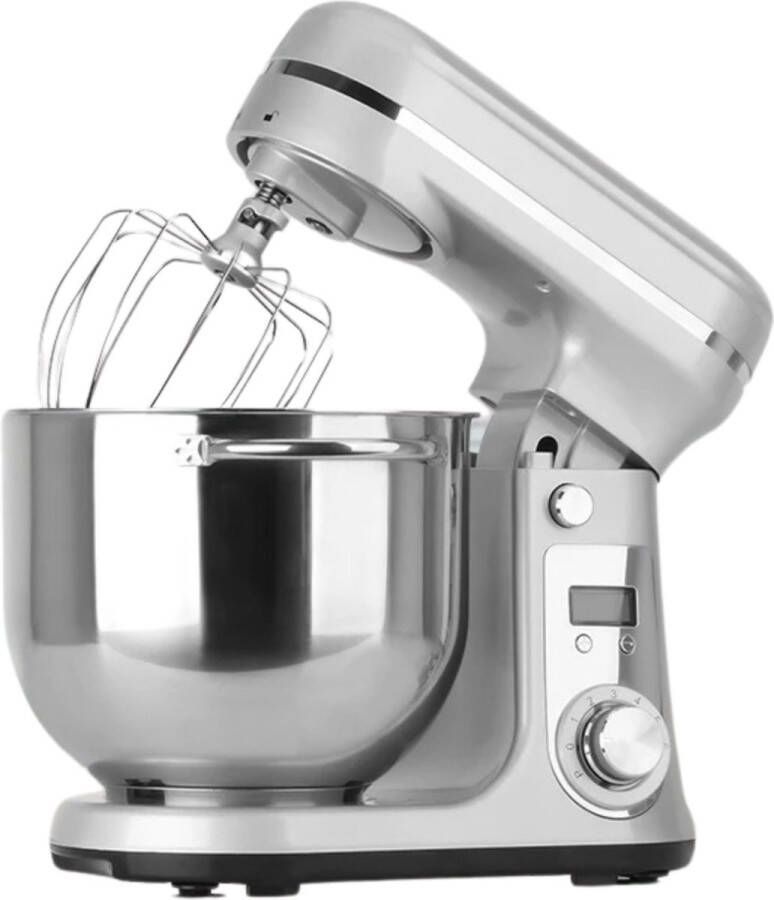 BioloMix Keukenmixer met 6L RVS mengkom professionele keukenmachine Stille motor Keukenrobot 1200W 220V Zilver