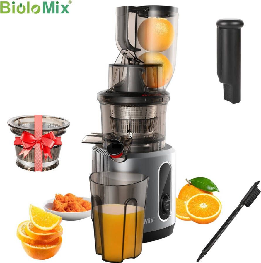 BioloMix Le Sara Koude pers-sapcentrifuge Slowjuicer 200 W Krachtige motor Sapmachine Past op heel fruit