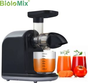 BioloMix Slowjuicer Compacte Sapcentrifuge Lage Snelheid Groente En Fruitsap Inclusief Schoonmaak Borstel 100% BPA-Vrij 150W Zwart