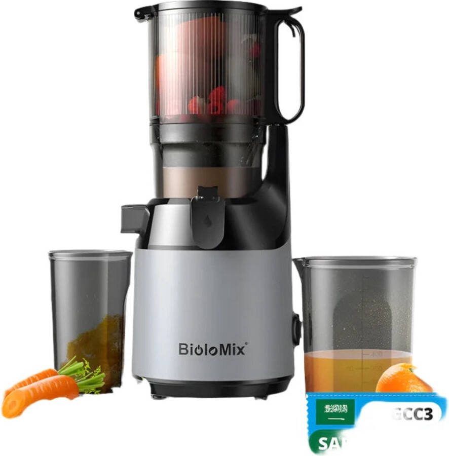BioloMix SlowJuicer- Vruchtensapmachine- met 130mm toevoergoot geschikt voor hele vruchten en groenten hoge sapopbrengst BPA FREE Slow Masticating Juicer