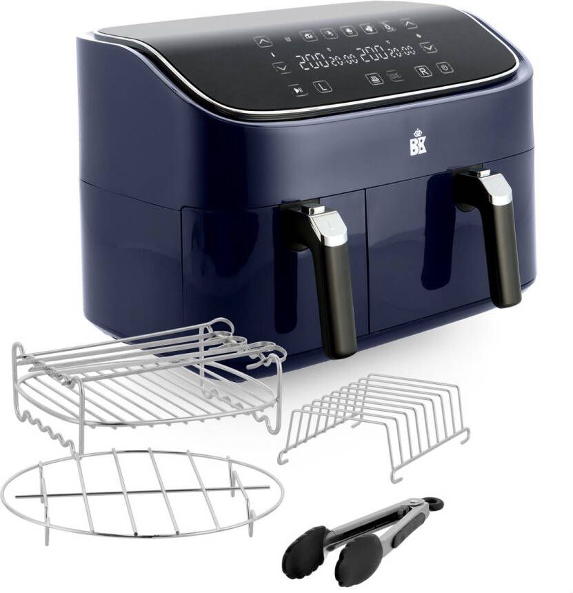 BK Supreme XXXL Airfryer 9L PFAS vrij dubbele mand 3L + 6L met 4-delige grillset 60 euro cashback