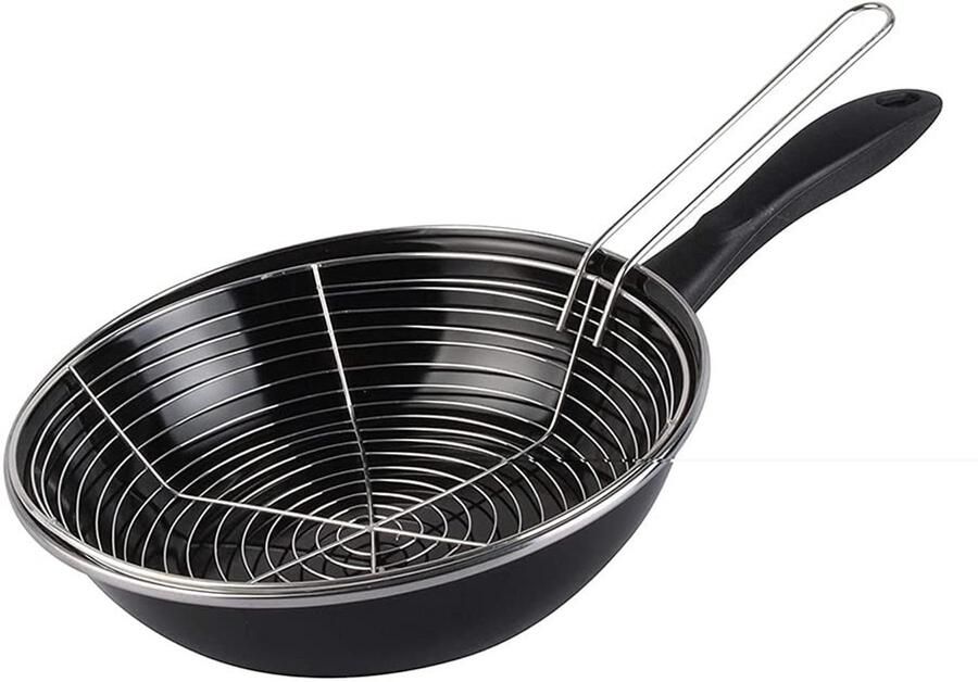 Black Frituurpan gelegeerd staal antiaanbaklaag zwart 26 cm