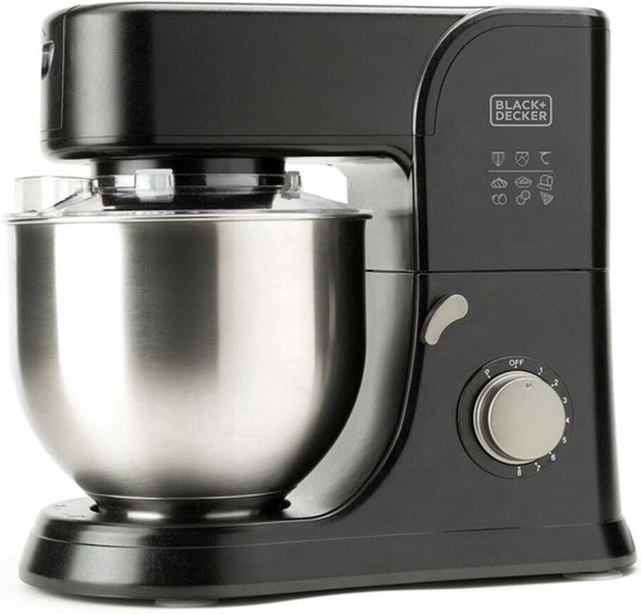 BLACK+DECKER BXKM1001E Keukenmixer 1000 W RVS mengkom 5 2 liter 8 snelheden Garde menghaak en deeghaak