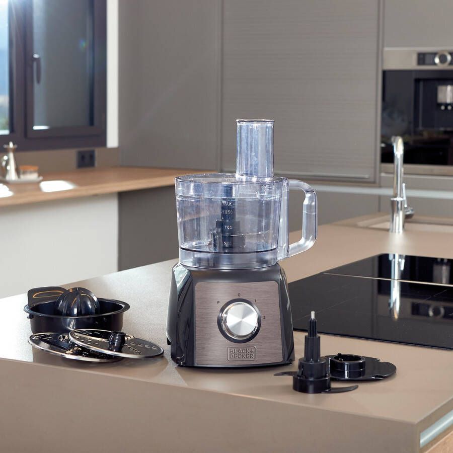 BLACK+DECKER Black & Decker BXFPA1200E keukenmachine 1200 W 1 5 l Zwart Roestvrijstaal - Foto 2