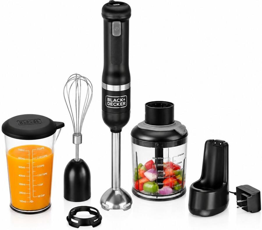 BLACK+DECKER Black&Decker 3-delige Kitchen Wand™ 7 2V draadloze staafmixerset inclusief 2-delige accessoireset zwart BCKM1013KB-QW - Foto 2