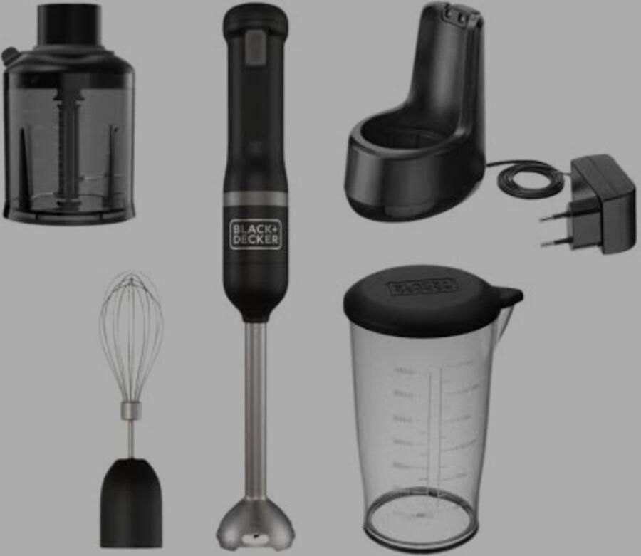 BLACK+DECKER Black&Decker 3-delige Kitchen Wand™ 7 2V draadloze staafmixerset inclusief 2-delige accessoireset zwart BCKM1013KB-QW - Foto 2