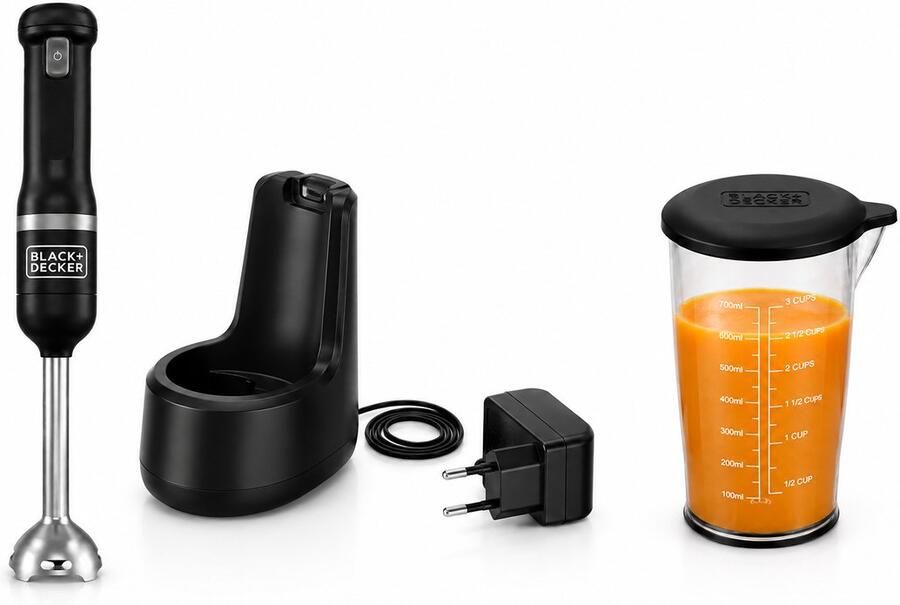 BLACK+DECKER Black & Decker KitchenWand Draadloze staafmixer Maatbeker 0 7 L Blender Zwart RVS BCKM1011KGF-QW - Foto 2