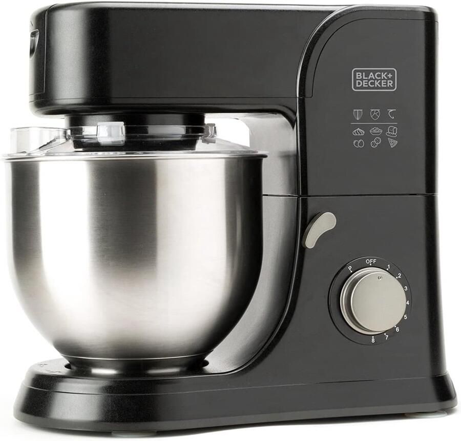 BLACK+DECKER Keukenmachine 1000W Keukenrobot Foodprocessor Keukenmixer RVS 5.2L Zwart
