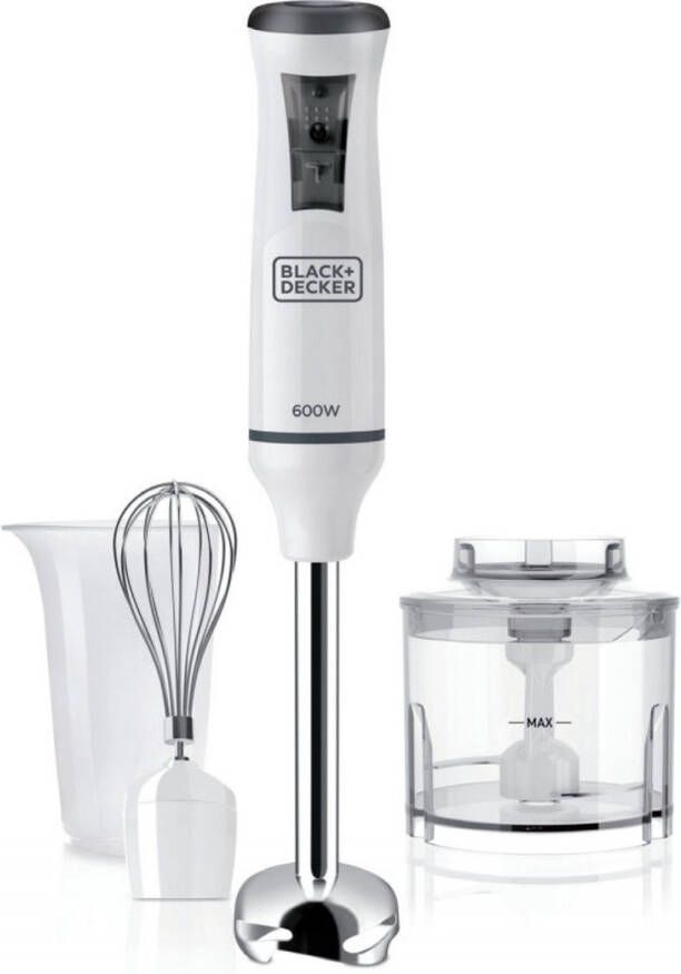 BLACK E DECKER Handblender Black & Decker BXHBA600E 600W Roestvrij staal Wit