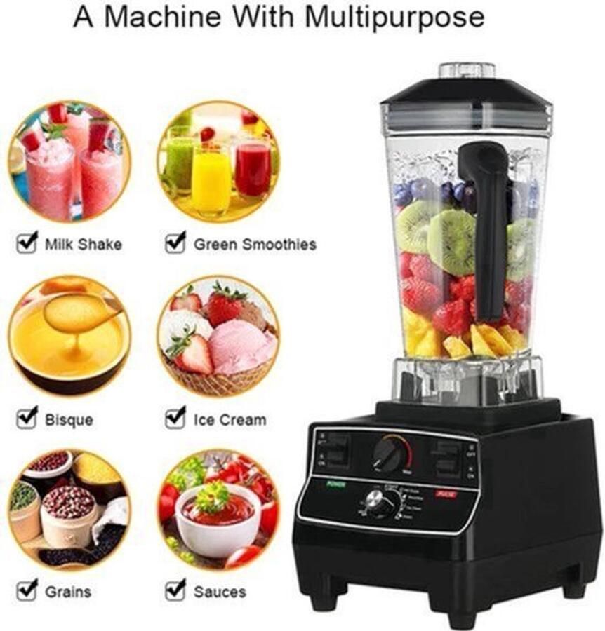 Blender – Smoothie Maker Blender to go Foodprocessor Keukenmachine Professionele Blender met Smart Timer – 2200W – voor Smoothies ijsblokjes soepen & sappen 2-liter BPA-vrije kan