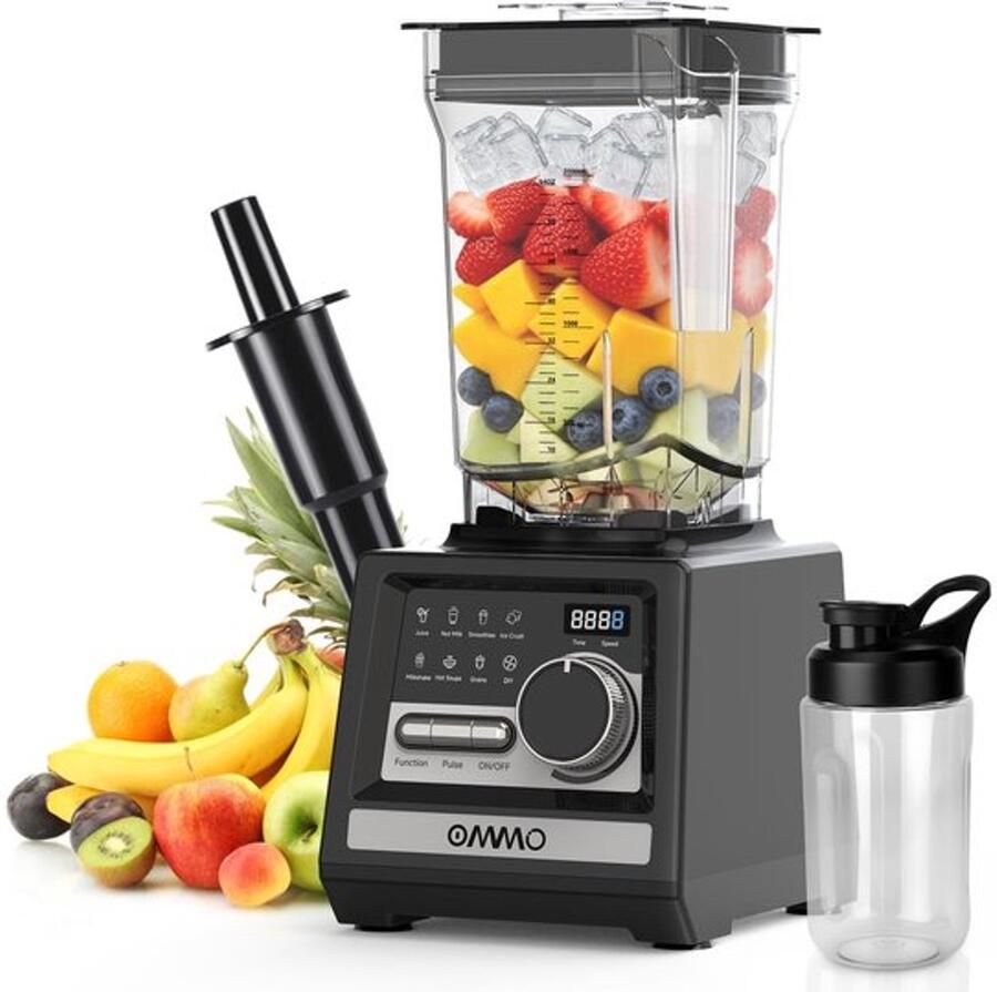 Blender Standmixer 1800 W Vermogen 2 Liter Inhoud Polycarbonaat Zwart Aanrechtblender