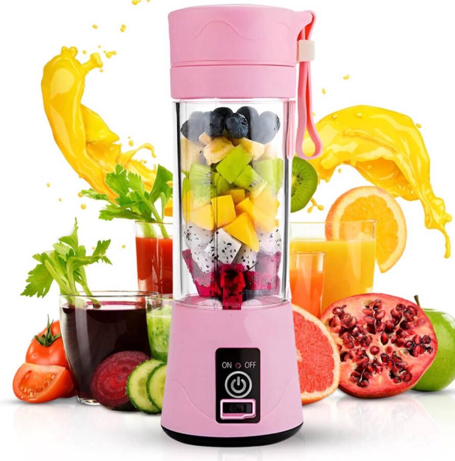 BLENDS Draagbare blender On the go Mini Portable Draadloos Voor onderweg Smoothie maker Beker To go Roze Nu Inclusief smoothie recepten PDF!