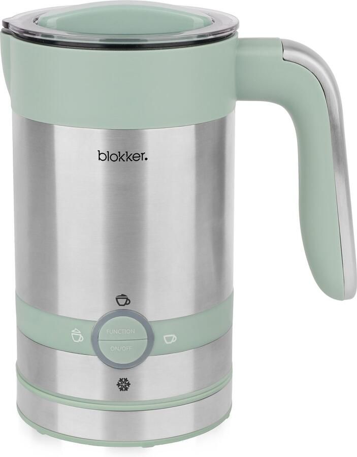 Blokker Melkopschuimer 100ml schuim 200ml melk Aan uit schakelaar Automatische uitschakeling 360° snoerloos design Anti-aanbak Indicatielampje Anti-slip Otter Group Control MK-130364.2 Groen