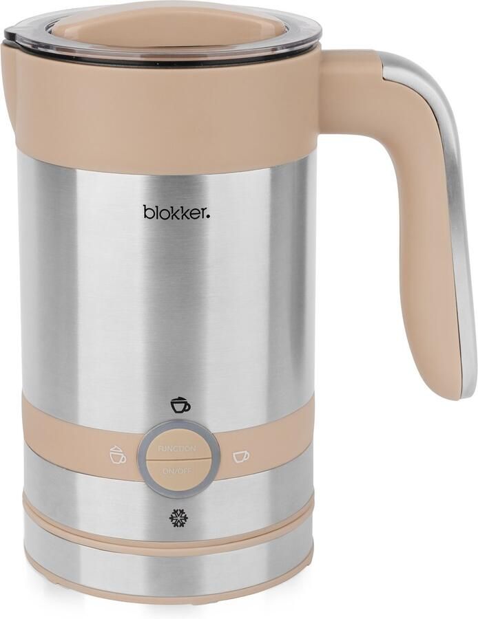 Blokker Melkopschuimer 100ml schuim 200ml melk Aan uit schakelaar Automatische uitschakeling 360° snoerloos design Anti-aanbak Indicatielampje Anti-slip Otter Group Control MK-130364.3 Beige