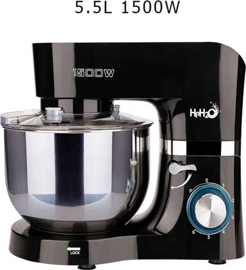 Bloominggoods Mixer met Mengkom Deegmixer Kneedmachine 10 Snelheden 1500 Watt Zwart 5 Liter Mengkom - Foto 2