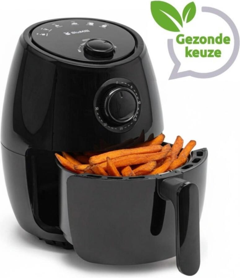 BluMill Mini Airfryer Compacte Heteluchtfriteuse Airfyer 2 Personen 1000W 2L