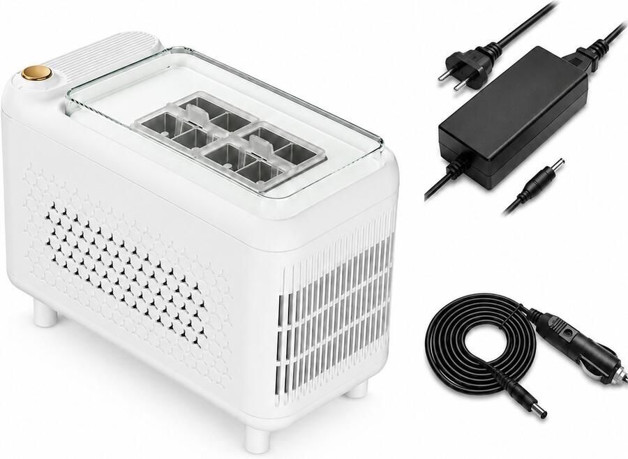Bobypet Draagbare ijsblokjesmachine 12V Compacte ijsmaker voor onderweg Voor kamperen camper kantoor en outdoor Snel ijsblokjes in 13-22 min ABS behuizing-Wit