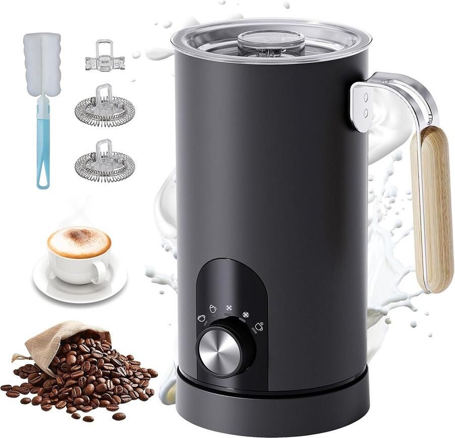 Bobypet Elektrische Melkopschuimer 5-in-1 Automatische Melkschuimer en Opwarmer met Afneembare Karaf 30 dB Fluisterstil Vaatwasserbestendig 350 ml Zwart - Foto 2