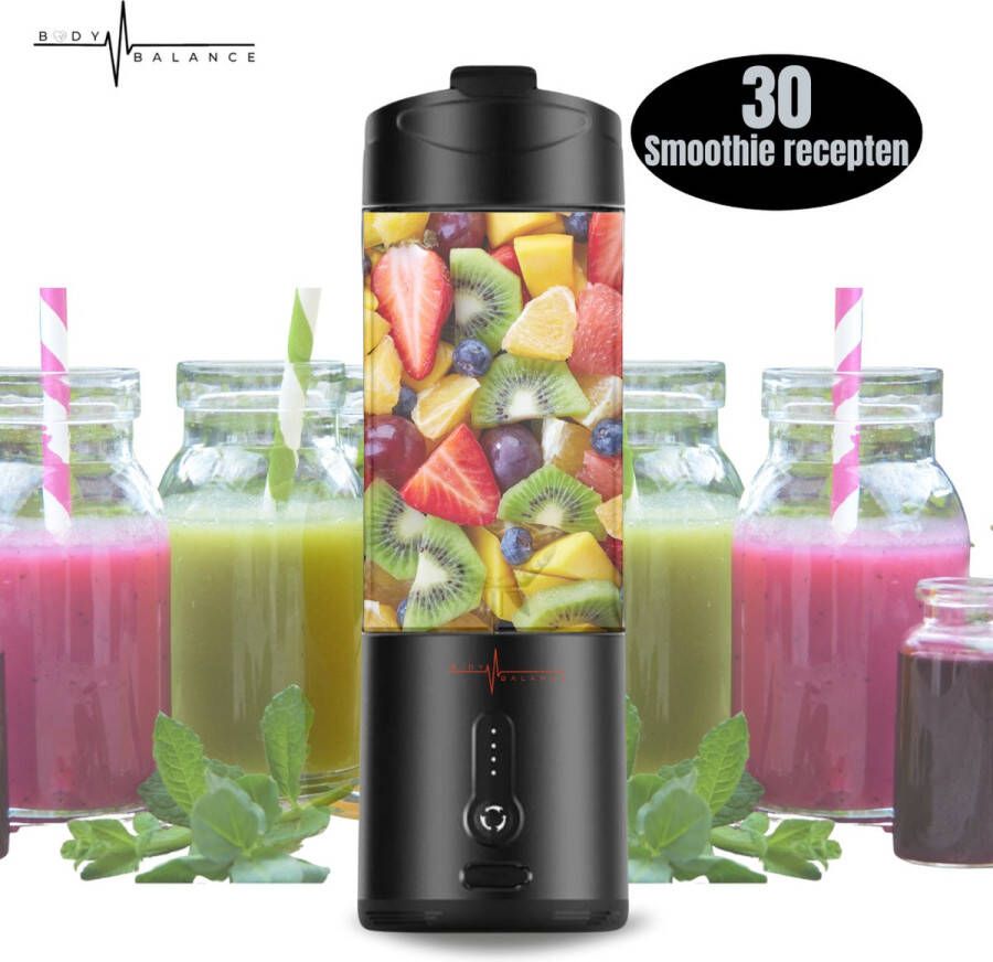 BodyBalance Draagbare Blender To Go Mini Blender Smoothie- Draadloos Zwart 630ML Portable