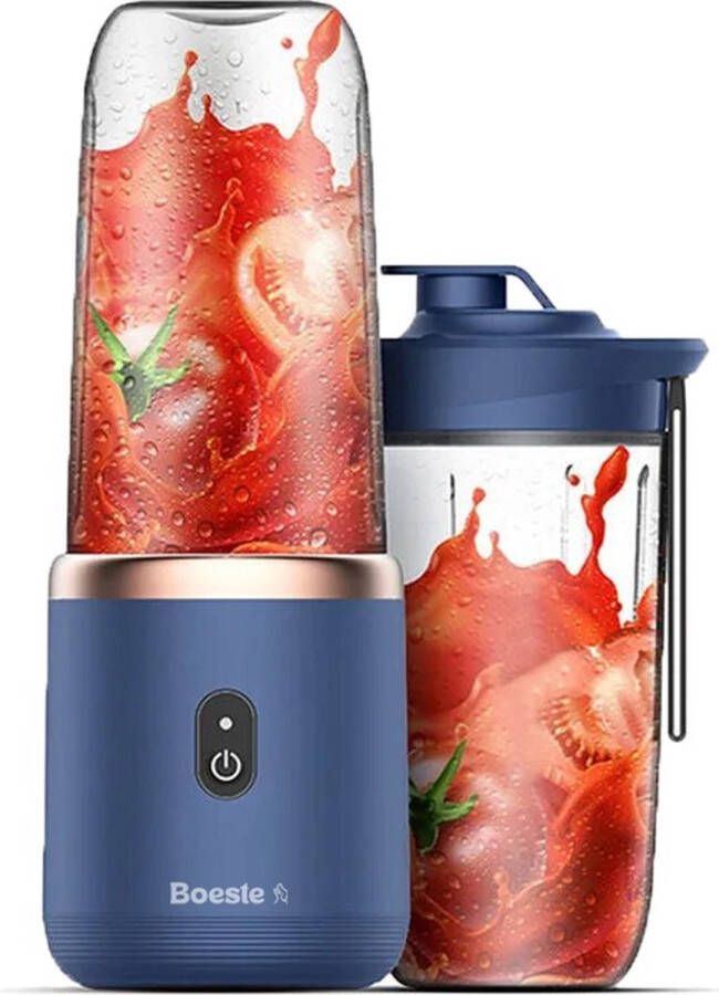 Boeste Draagbare Blender voor Shakes en Smoothies 400 ml – USB Oplaadbare Mini Juicer met 6 Messen