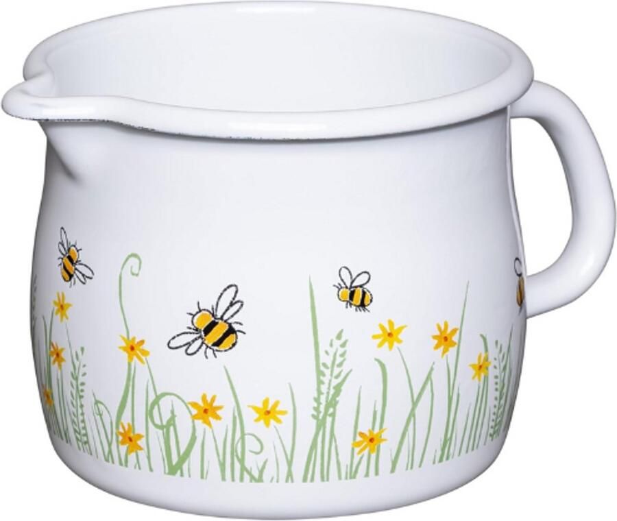 BOG Emaille Keukenmaatbeker 10 cm 1.0 L Met Handgreep Duurzame Enamel Maatkan Lichtgewicht Keukenmaat Afmeting 16x11.2x14.5 cm