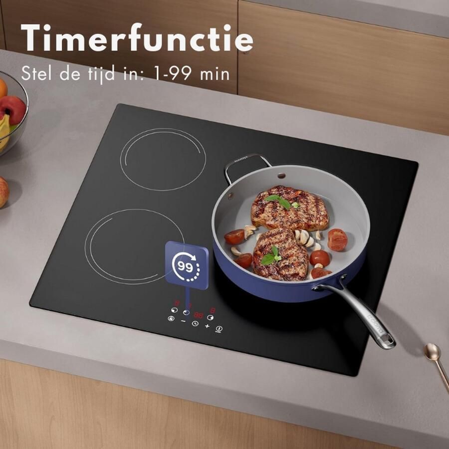 BOG Inductiekookplaat 3 Kookplaten – Inbouw – 5600 W – Touch-bediening – 9 Vermogensniveaus – Efficiënt Koken