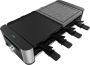 BOG Raclette Cheese&Grill 16000 Inox MixGrill Voor 8 Personen 1400W Instelbare Thermostaat 2 Aluminium Grillplaten (20x22 cm) & Natuursteen (20x22 cm) Inclusief 8 Pannen en 8 Spatels - Thumbnail 1
